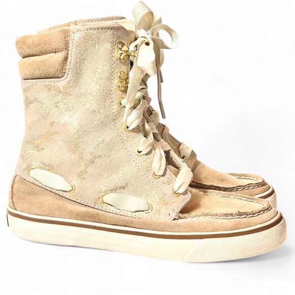 Sperry Top-Sider‎ Acklins Y2K Womens 6 Gold Camo Leather Lace-up High Top Boots - Picture 1 of 11
